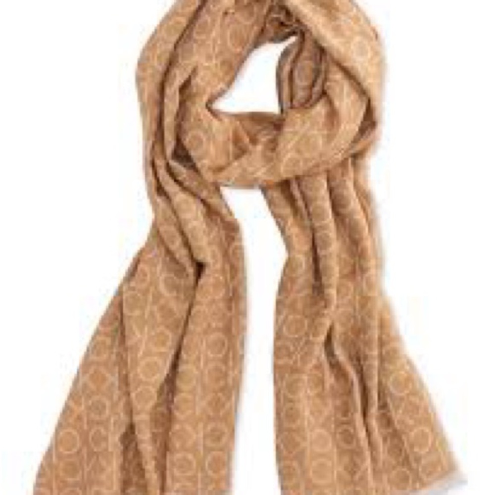 NWT Calvin Klein Tan Patterned Pashmina Scarf